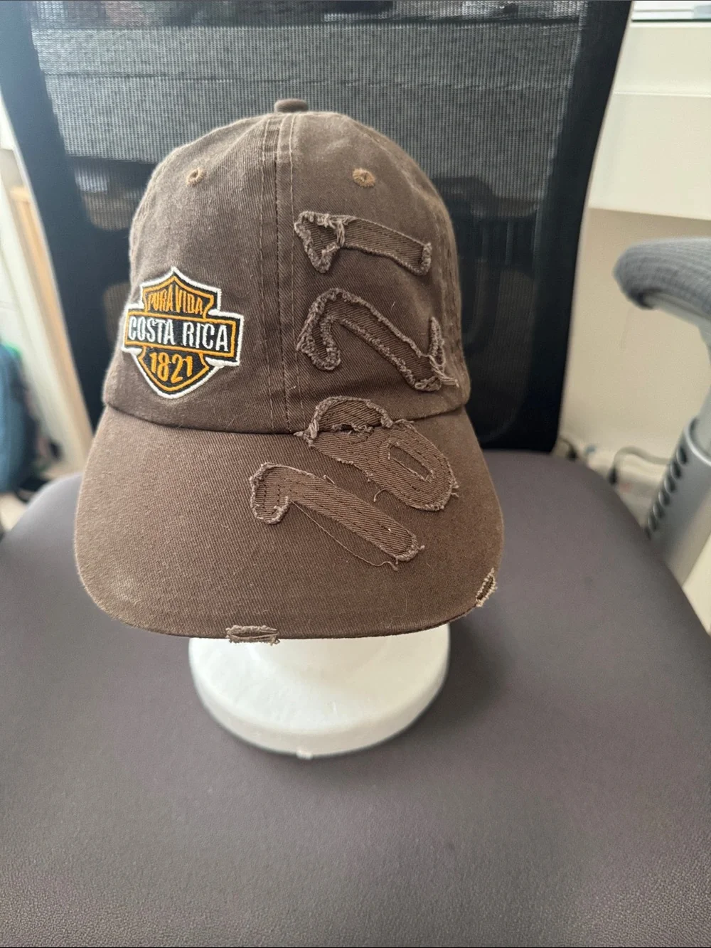 Harley Davidson inspired Brown Distressed Baseball Cap from Costa Rica